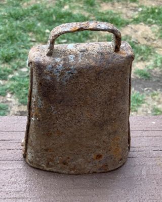 Cow Bell,  Large Metal,  Antique / Vintage,  Rustic Primitive 5”tall,  Heavy