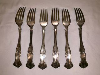 1847 Rogers Bros 1904 VINTAGE GRAPE,  6 Dinner Forks XS Triple SilverPlate 7 1/2 2