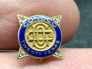 Conoco Petroleum 14k Gold 4 Diamond Stunning Rare 20 Years Service Award Pin.