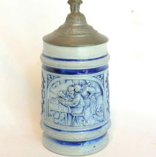 Antique.  3 Liter Salt Glaze Stoneware Stein,  J.  W.  Remy,  371 Flirting Scene