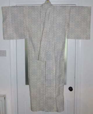 Japanese Unlined Geisha Cotton / Hemp Yukata Kimono In Vgc