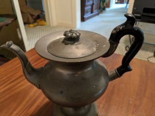 Early Roswell Gleason 19th C American Pewter Coffee Pot 1830 