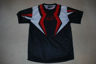 Rare Fox Racing Motocross Jersey Shirt Large Red Black Short Sleeve Moto X