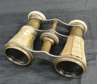 Antique Chevalier Paris Victorian Opera Glasses Binoculars Brass & Mop