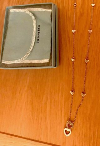 Authentic Rare Tiffany & Co Hearts Lariat Necklace.  Retired Piece