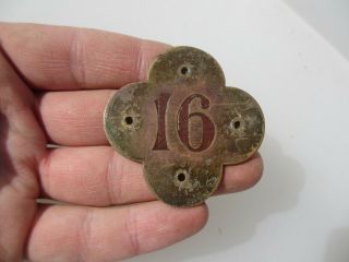 /antique Brass Numbered Plaque Victorian Church Sign 16 House Number Gothic Old
