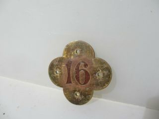 /Antique Brass Numbered Plaque Victorian Church Sign 16 House Number Gothic Old 3