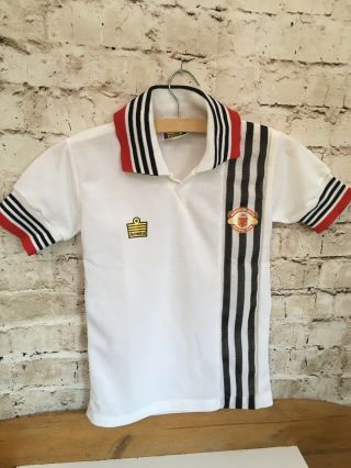 Vintage 1976 - 8 Admiral Manchester United Football Shirt Top Boys 30” Rare White