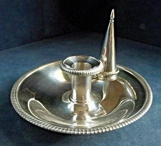 Large Family Crested Silver Plated Chamber Stick & Snuffer C1890