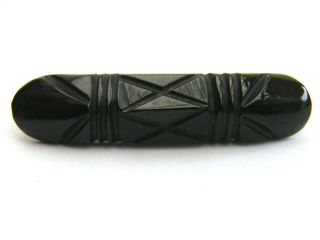 Antique - Victorian - Whitby Jet Hand Carved Mourning Brooch - Circa 1870 