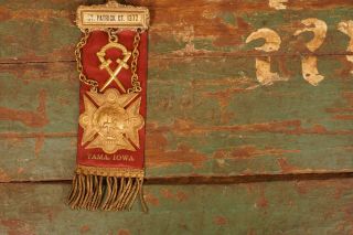 Antique 1883 Catholic Order Of Foresters Tama Iowa Cof St Patrick Ct 1372 Badge