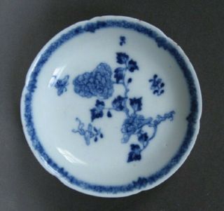 18th C.  Chinese Blue And White Porcelain Saucer,  Peony Pattern.