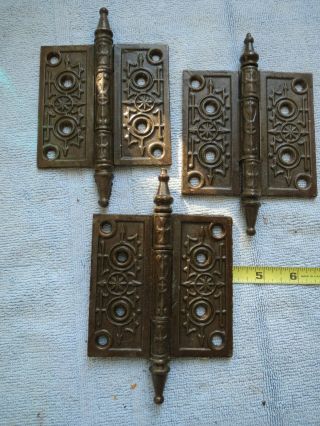 4 X 4 Eastlake Victorian Set Of 3 Vintage Antique Steeple Hinge