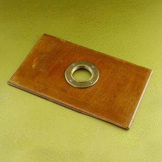 M32 Or 33,  Antique Wooden Lens Board,  Brass Flange,  Camera Large Format ☆☆☆