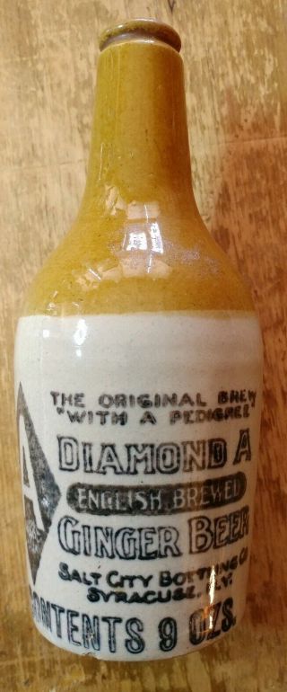 Rare Diamond A Stoneware Ginger Beer Bottle Syracuse Ny Antique Marked With " D " ?