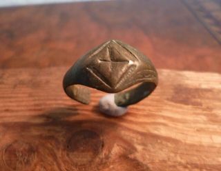Large Medieval Ring With Fantastic Decoration And Cross - Priest 