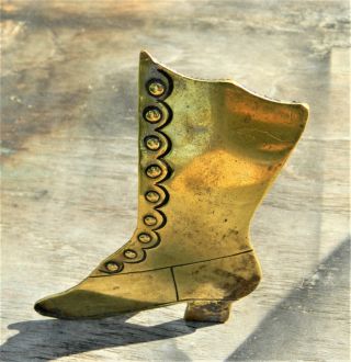 Victorian Antique Folk Art Brass Boot Mantlepiece Ornament