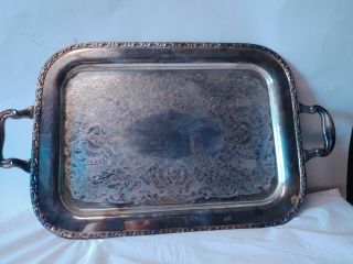 Wm Rogers Silver Plate Large Butler Serving Tray With Handles Carol Wma Rogers
