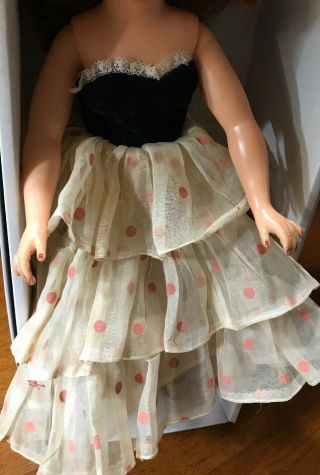 Ideal 20” Miss Revlon 1950s 3 Tier Flocked Dots Hand Sewn Vtg Ball Gown No Doll