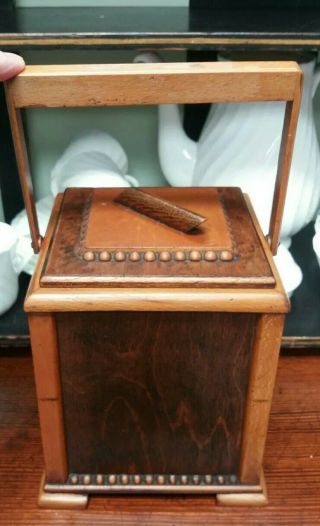 Antique 1930s Art Deco Wooden Oak Tea Caddy Box