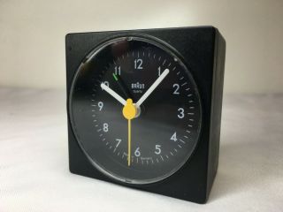 Vintage Braun Travel Alarm Clock Quartz 4746/ab1 Black Analog 2.  5” Germany