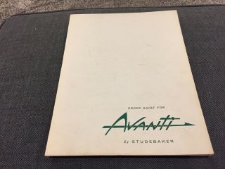 1963 Studebaker Avanti Factory To Dealer Ordering Guide.  Rare Look