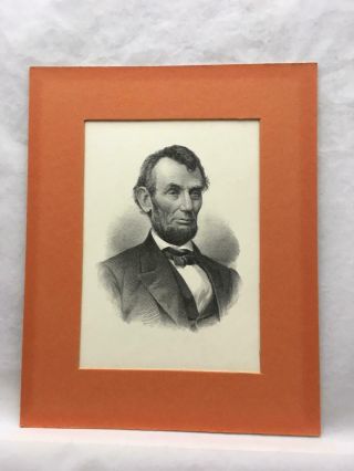 Vintage / Antique Steel Engraving Portrait Of Abraham Lincoln M W Baldwin 1916