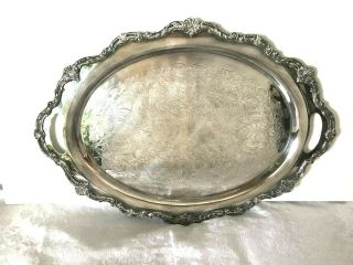 Waverley By Wallace Silverplate Oval Waiter Large Serving Tray 9592 Handles