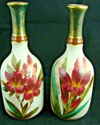Victorian Antique Hand Painted Doulton Burslem Vase - C1886 - 17cm