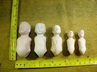 5 X Excavated Vintage Unpainted Bisque Doll Body Age 1890 Hertwig Art 14089
