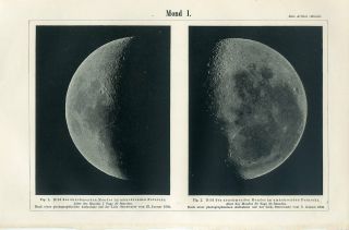 1894 Planet Moon Astronomy Celestial Antique Lithograph Print