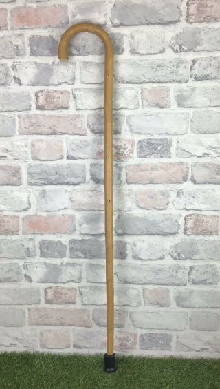Vintage Rustic Wooden Curve Walking Stick Cane Solid Wood