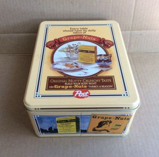 Vintage Post Grape Nuts General Foods Usa Tin Empty Box Container 8 1/8” L