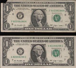 Very Rare $1 Notes Binary With Exact Same 8 Digit Serial Number