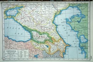 Antique Map Caucasia In Europe Harmsworth 1920