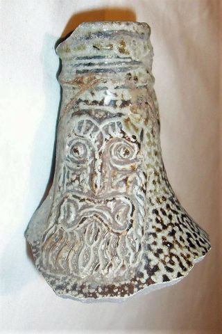 Bellarmine Face Mask 17th Century A.  D.  Bartmann Stoneware Salt Glazed (3)