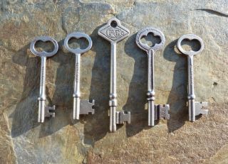 5 Assorted Rusell & Erwin Antique Mortise Lock Skeleton Keys Door Keys