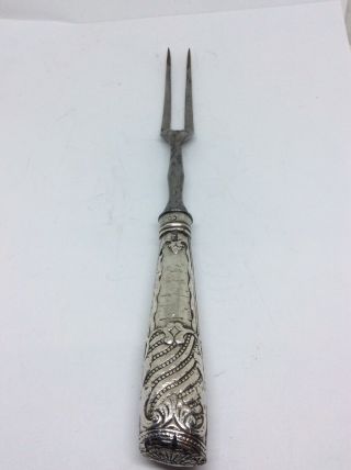 1781 Solid Silver Handle 2 Prong Steel Fork Georgian William Birks & Co 18th Cen
