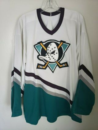 Rare Vintage 90s Ccm Nhl Anaheim Mighty Ducks Hockey Jersey Men Xl Disney Era