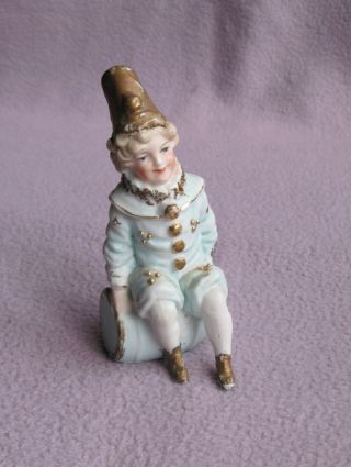 Antique German Miniature Bisque Porcelain Blue Boy Figure C.  1900