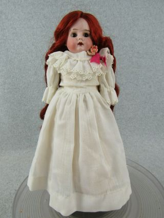 12 - 1/2 " Antique Bisque Shoulder Head German Doll W Long Auburn Red Hair As Found