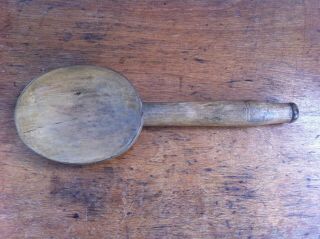 Lovely Large Decorative Antique Carved Wooden Butter / Dairy Spoon 9.  4 Inches