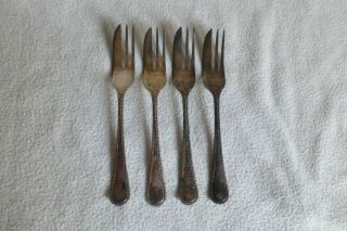 Vintage Set Of 4 Epns Silver Plated Table Dessert Cake Forks