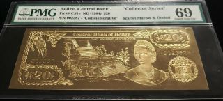 Tt Pk Cs1e 1984 Belize $20 Real Gold Rare Commemorative Pmg 69 Collector Series