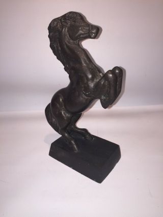 Antique Bronze Metal Rearing Horse Figurine Stallion Statue Sculpture 9.  75 X 4.  5