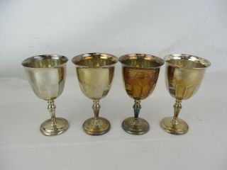 Set Of 4 Vintage James Silver Plated Goblets Wine Glasses