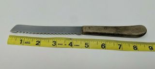 Deglon Tomato Knife,  4.  5 " Blade Made In France Rare Wooden Handle Wood Vtg