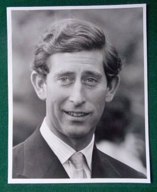 Antique British Royal Press Photo Of A Young Prince Charles Wearing A Suit & Tie