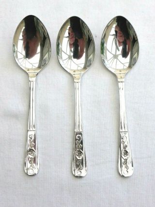 Set Of 3 Art Deco Silver Plated Floral Pattern Tea Spoons 1480425/429