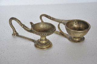 2 Pc Old Brass Handcrafted Unique Shape Fine Quality Dhoop Stand,  Rich Patina